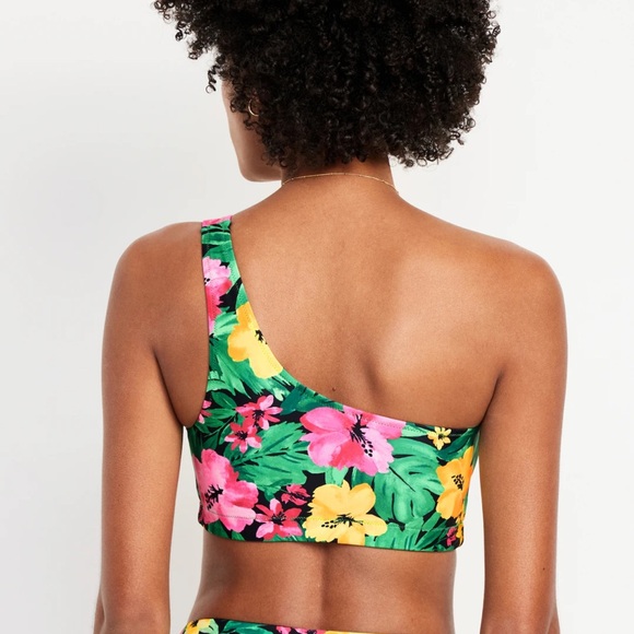 NWT OLD NAVY Printed One-Shoulder Bikini Swim Top Color: Tropical Floral - Picture 2 of 10